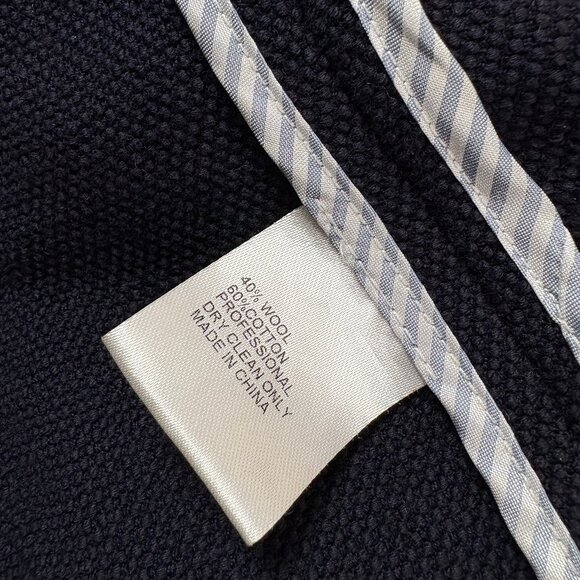 Ann Mashburn Wool Blazer Jacket Womens Medium Navy Blue Fringe - Picture 4 of 13